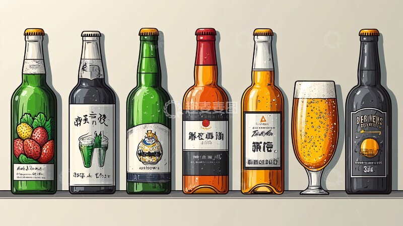 高清大图下载【趣麦麦图】各种类型的酒类插图集5