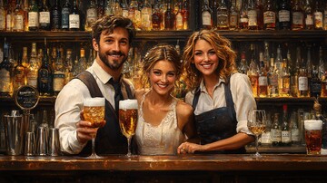 酒吧侍者倒香槟