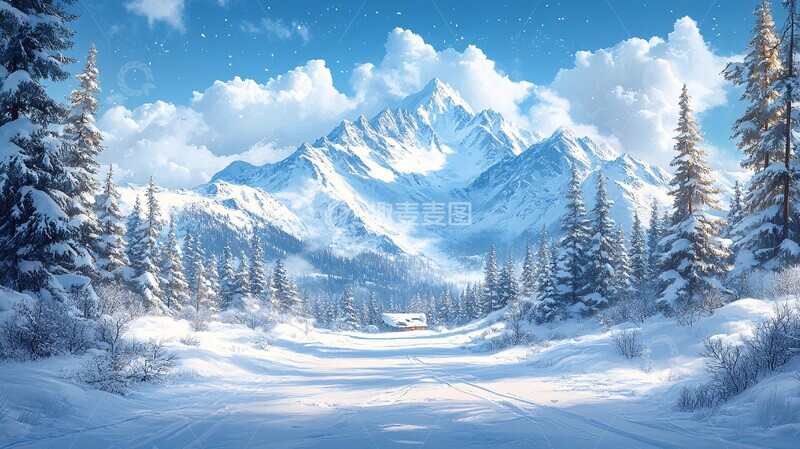 高清大图下载【趣麦麦图】-大寒节气雪景图1