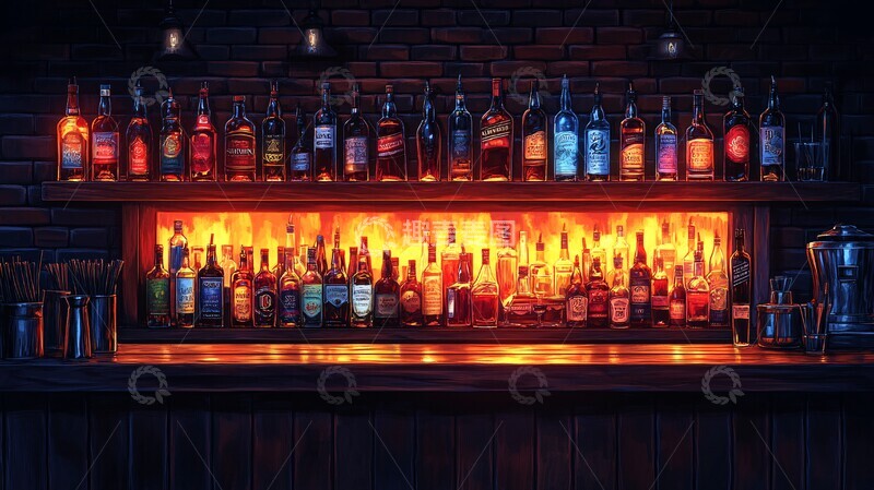 高清大图下载【趣麦麦图】明亮简洁吧台插画2