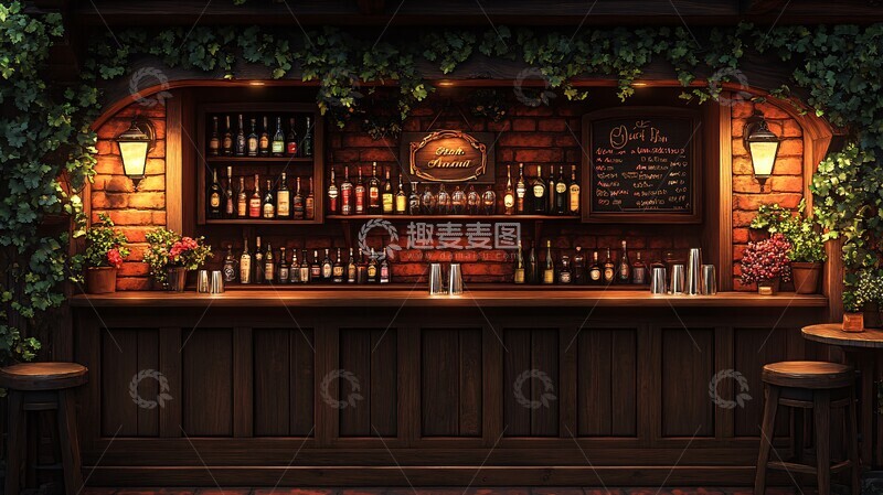 高清大图下载【趣麦麦图】明亮简洁吧台插画6