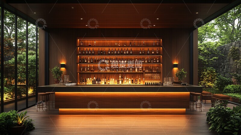 酒吧的酒架和吧台3