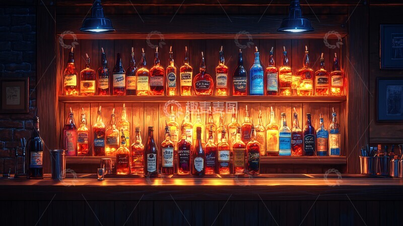 高清大图下载【趣麦麦图】明亮简洁吧台插画