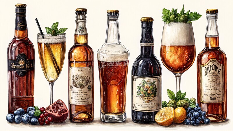 酒的插图饮料酒瓶含酒精饮料3