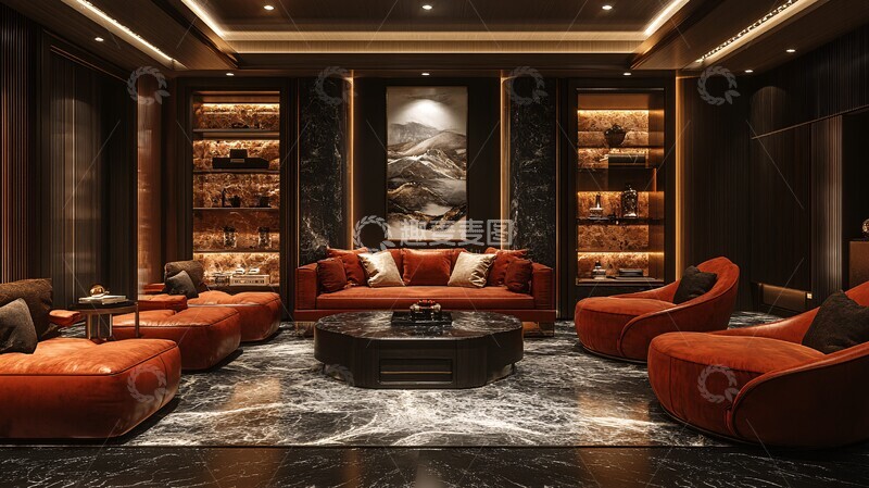 高清大图下载【趣麦麦图】中式现代包房2