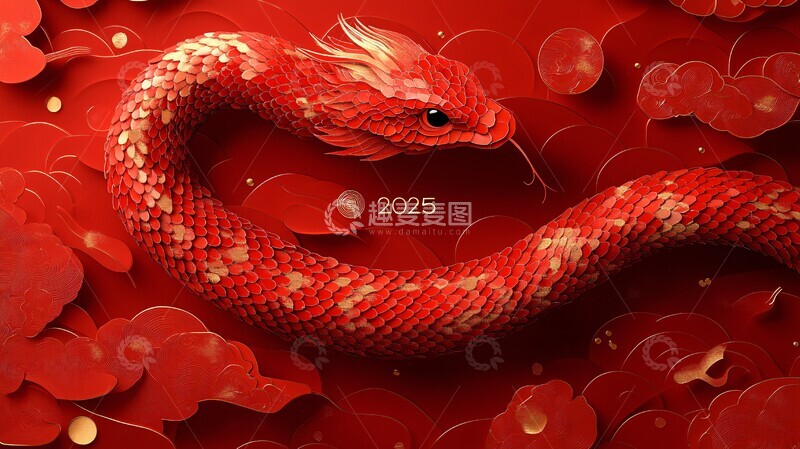 高清大图下载【趣麦麦图】蛇年剪纸图案3