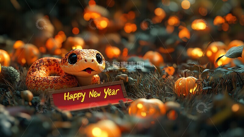 高清大图下载【趣麦麦图】-红蛇迎新春新春地毯烟花1