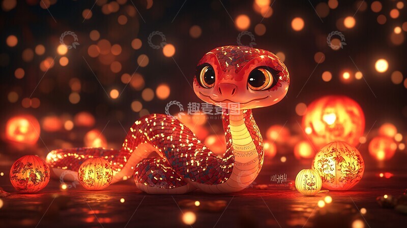 高清大图下载【趣麦麦图】蛇形灯笼与排球文字3