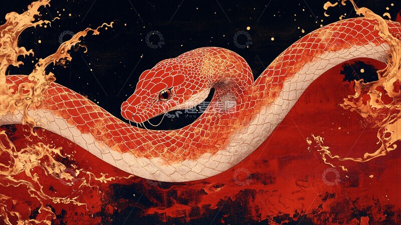 高清大图下载【趣麦麦图】红蛇平面图案3