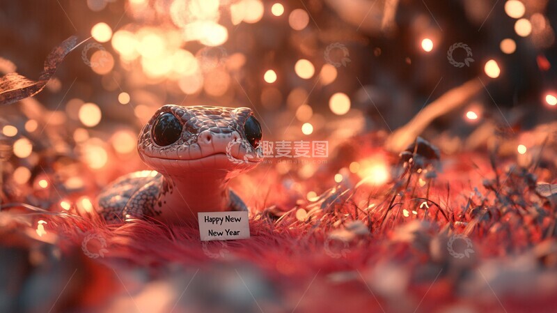 高清大图下载【趣麦麦图】红蛇迎新春新春地毯烟花2