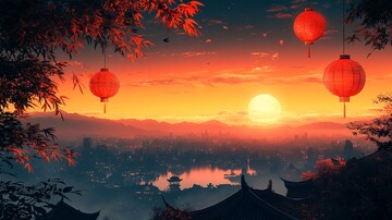 中秋节黄色插画2