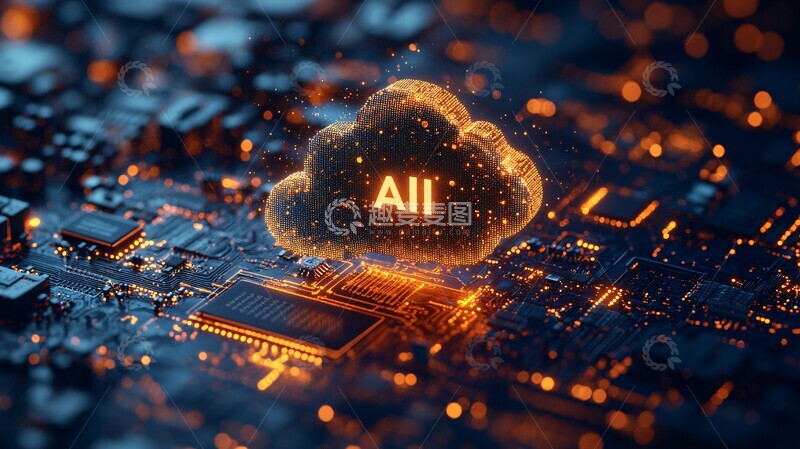 高清大图下载【趣麦麦图】云电路板电路板芯片发光2