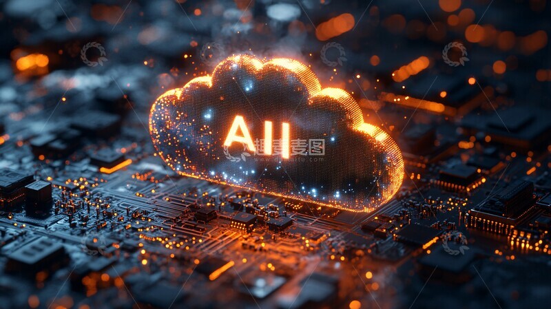 高清大图下载【趣麦麦图】云电路板电路板芯片发光3