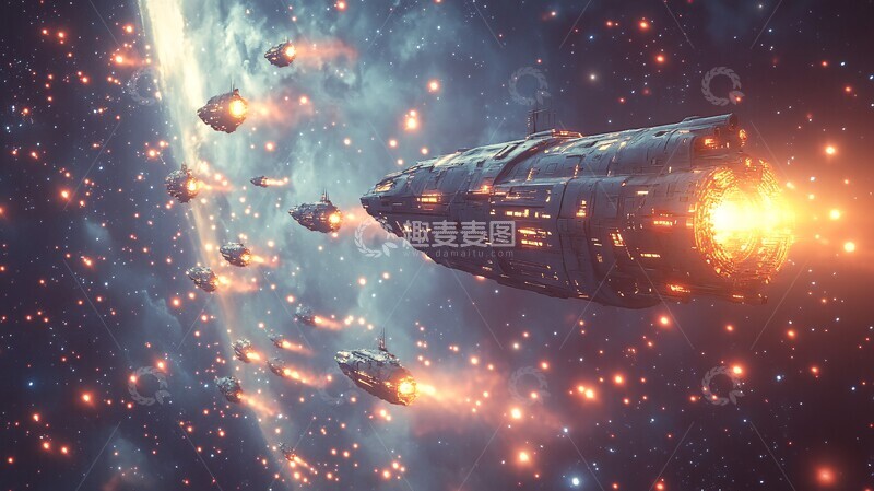 高清大图下载【趣麦麦图】小飞船探索宇宙3