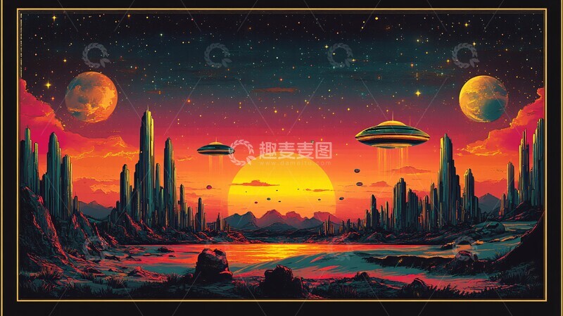 高清大图下载【趣麦麦图】炫彩飞碟汽油彩虹3