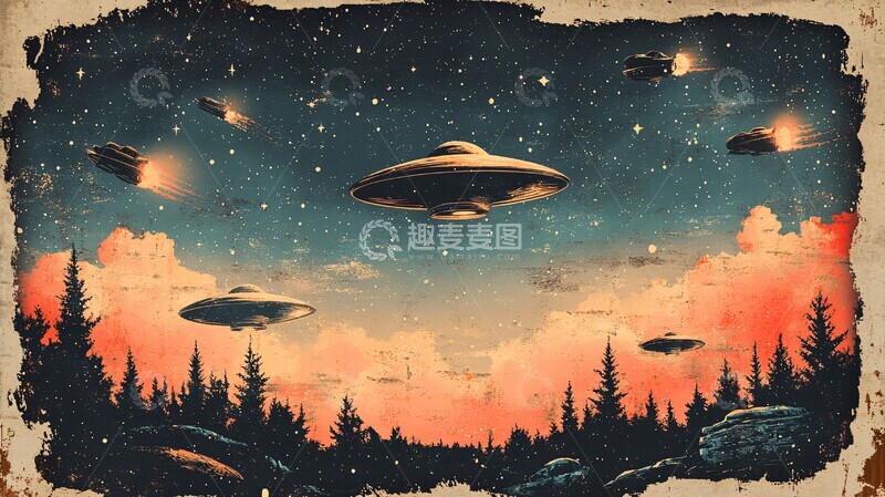 高清大图下载【趣麦麦图】飞船外星人图案2