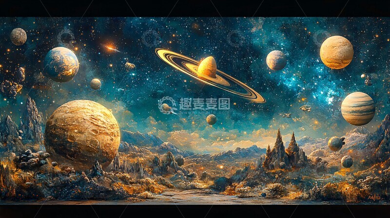 高清大图下载【趣麦麦图】太空场景壁画2