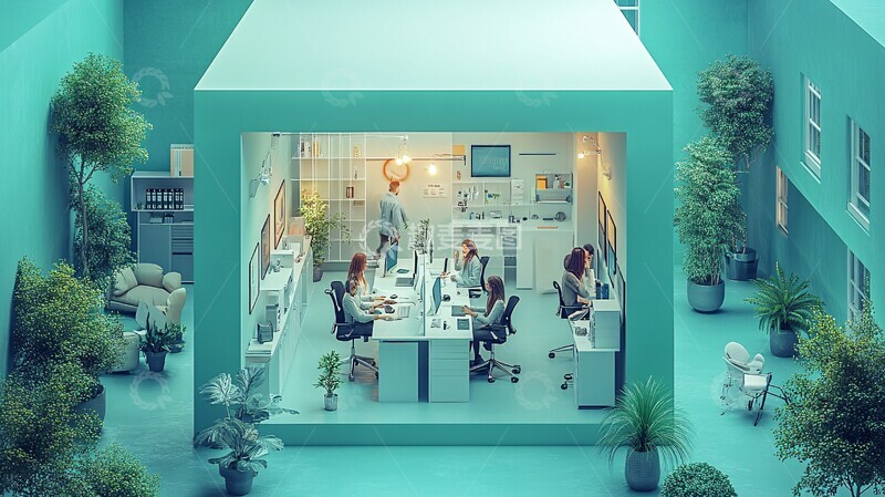 高清大图下载【趣麦麦图】呼叫中心微型模型3