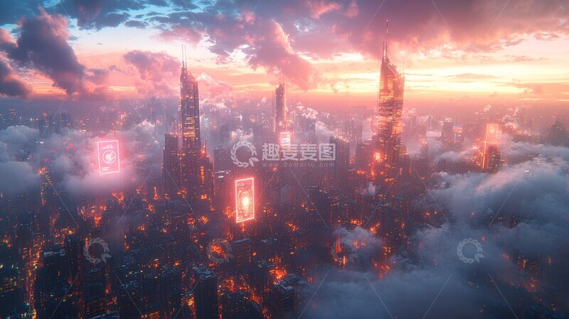 高清大图下载【趣麦麦图】未来城市管道数据流3