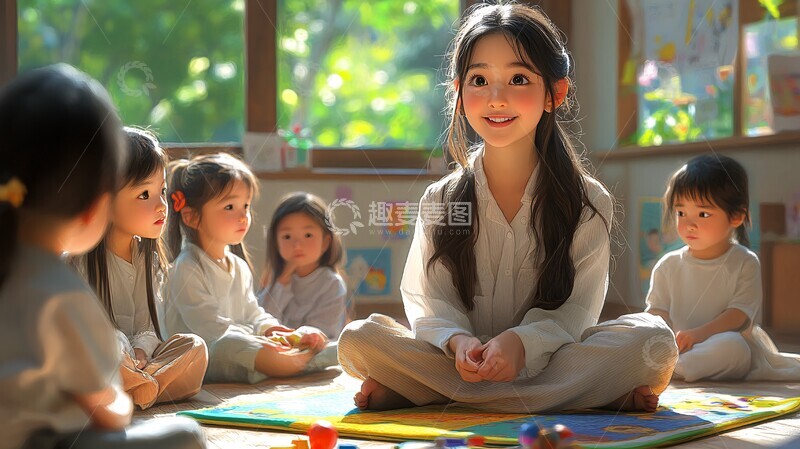 高清大图下载【趣麦麦图】老师与孩子互动