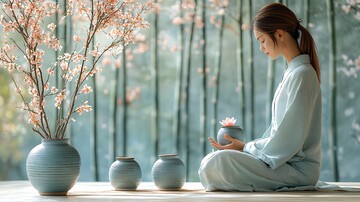 竹桃静谧静谧绿色蓝色1