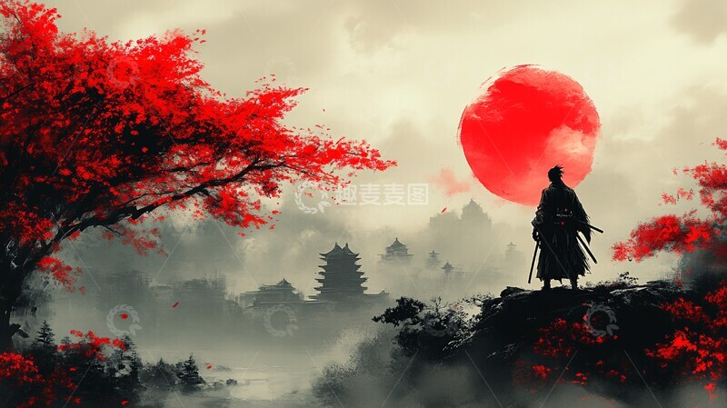 高清大图下载【趣麦麦图】武士风格背景图2