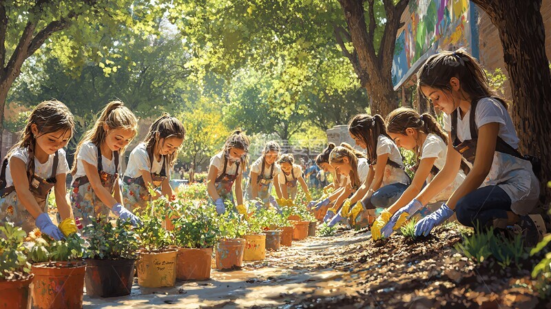 高清大图下载【趣麦麦图】女孩志愿者社区活动3