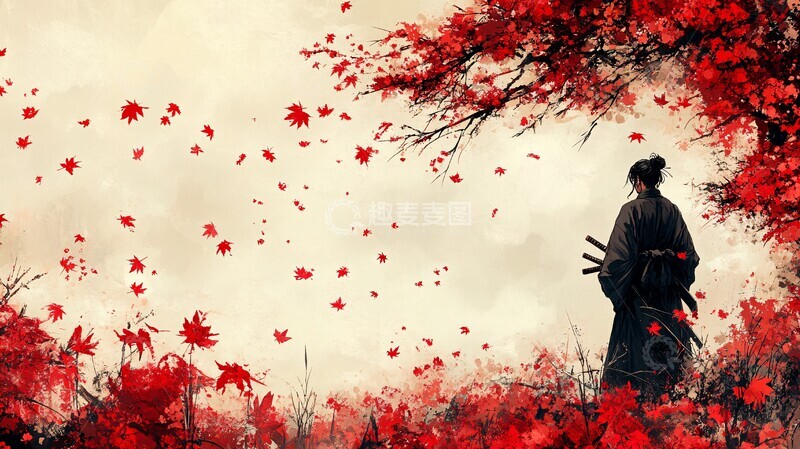 高清大图下载【趣麦麦图】武士风格背景图3