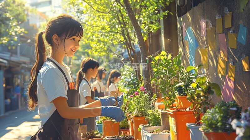 高清大图下载【趣麦麦图】女孩志愿者社区活动1