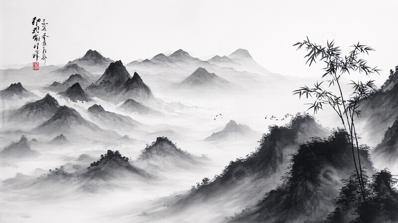 高清大图下载【趣麦麦图】山水竹林图山水竹林树木3