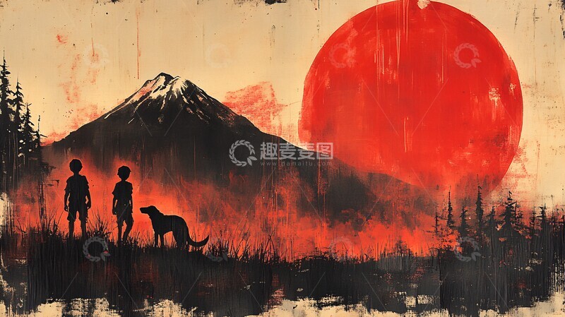 高清大图下载【趣麦麦图】两男孩与狗探险3