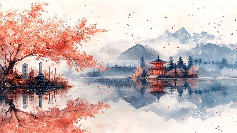 高清大图下载【趣麦麦图】樱花湖泊日本剑2