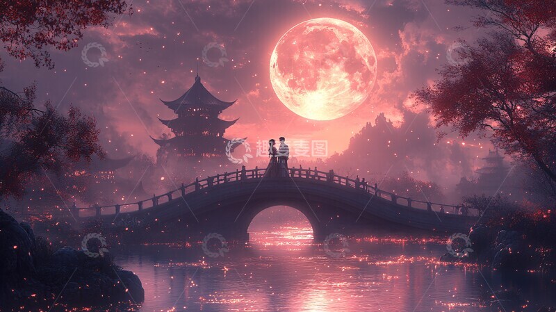 高清大图下载【趣麦麦图】明月桥上古风人1
