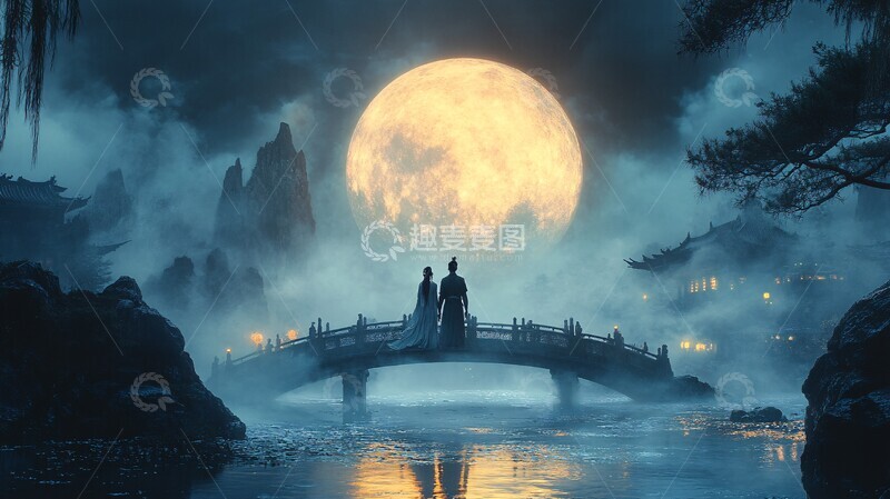 高清大图下载【趣麦麦图】明月桥上古风人2
