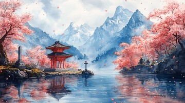 樱花湖泊日本剑1