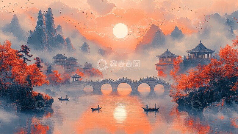 高清大图下载【趣麦麦图】小桥流水古建筑3