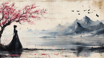 桃花树下的女子3