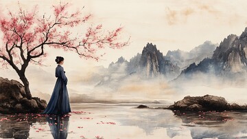 桃花树下的女子2