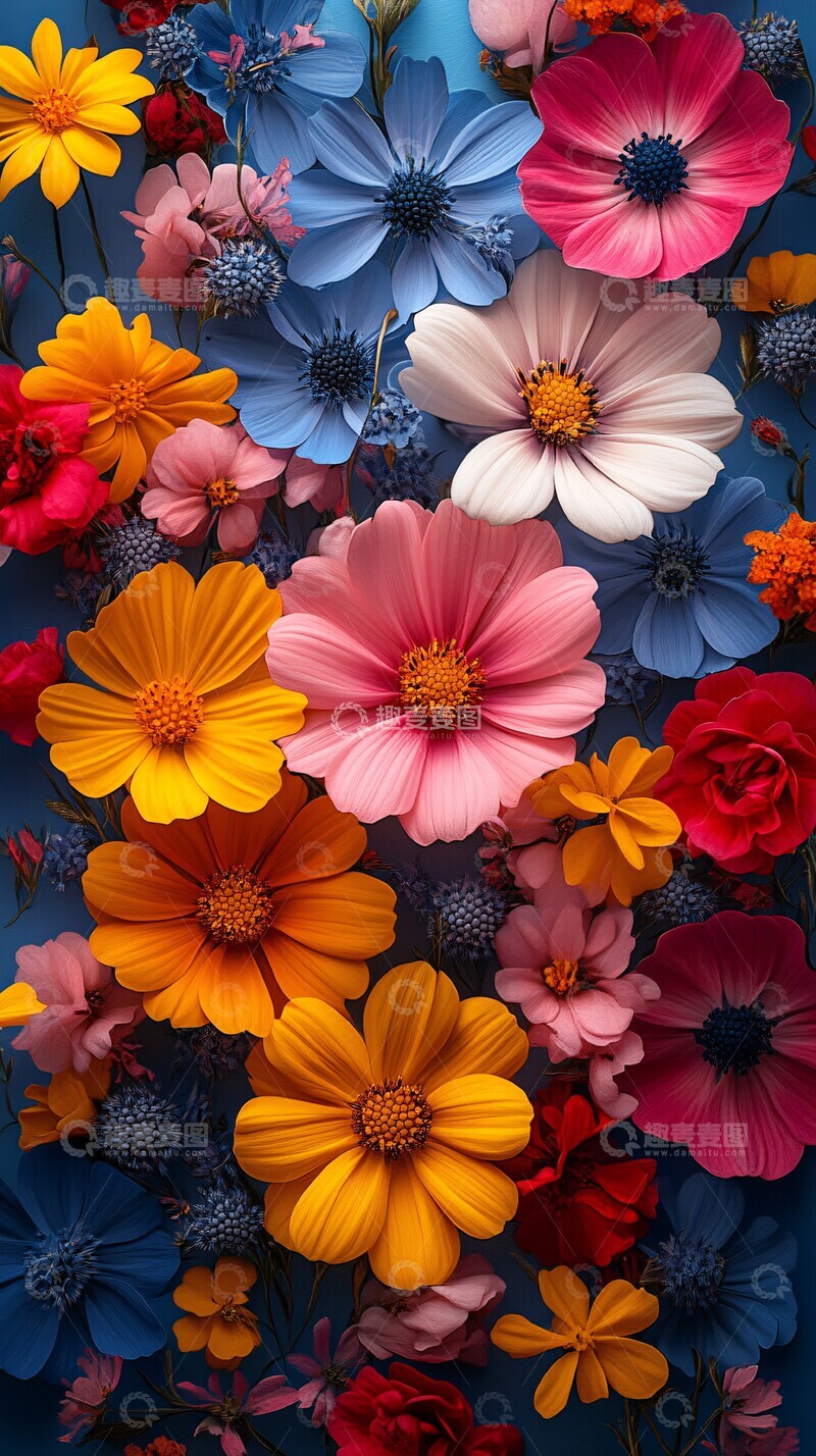 高清大图下载【趣麦麦图】彩色花朵图案3