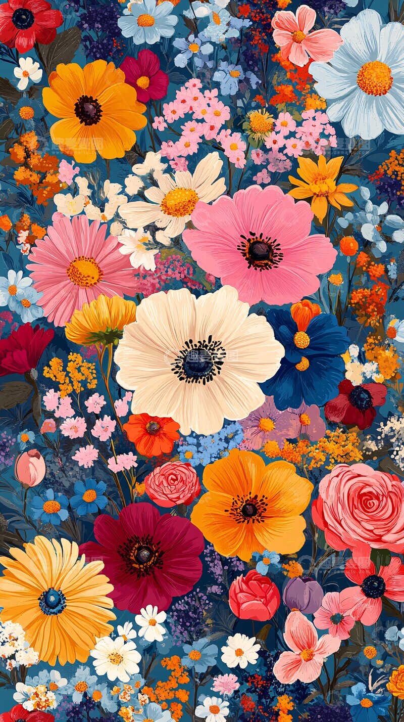 高清大图下载【趣麦麦图】彩色花朵图案2