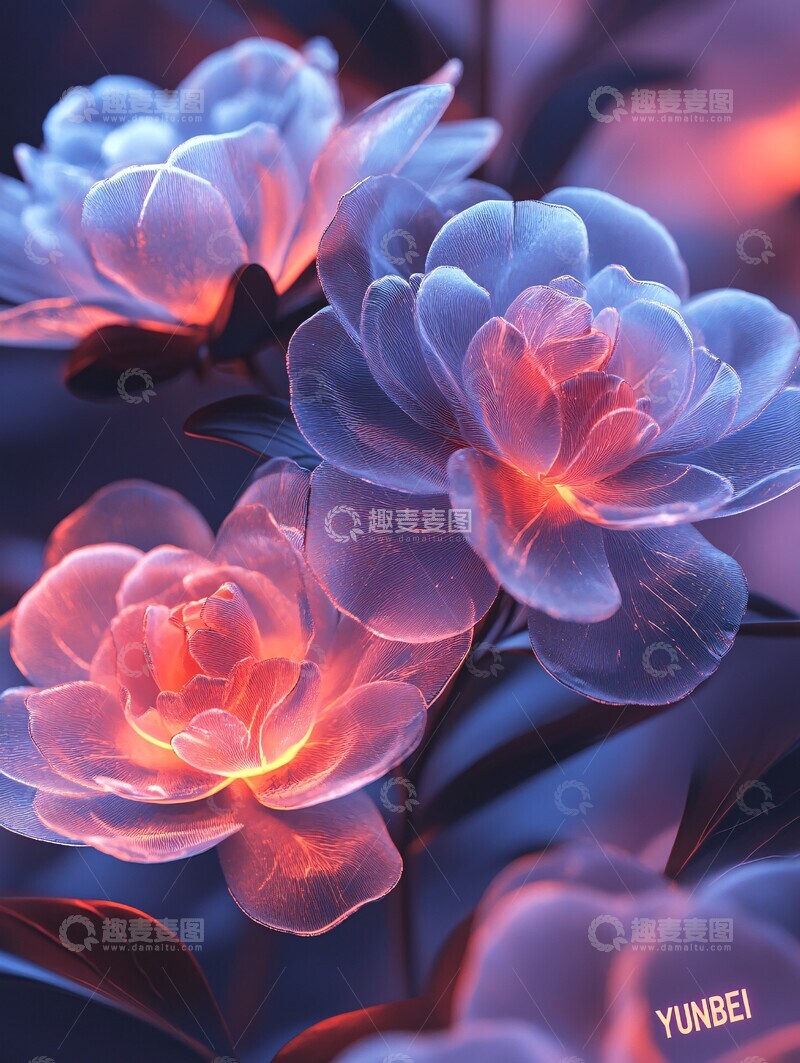 高清大图下载【趣麦麦图】-透明牡丹飘浮3