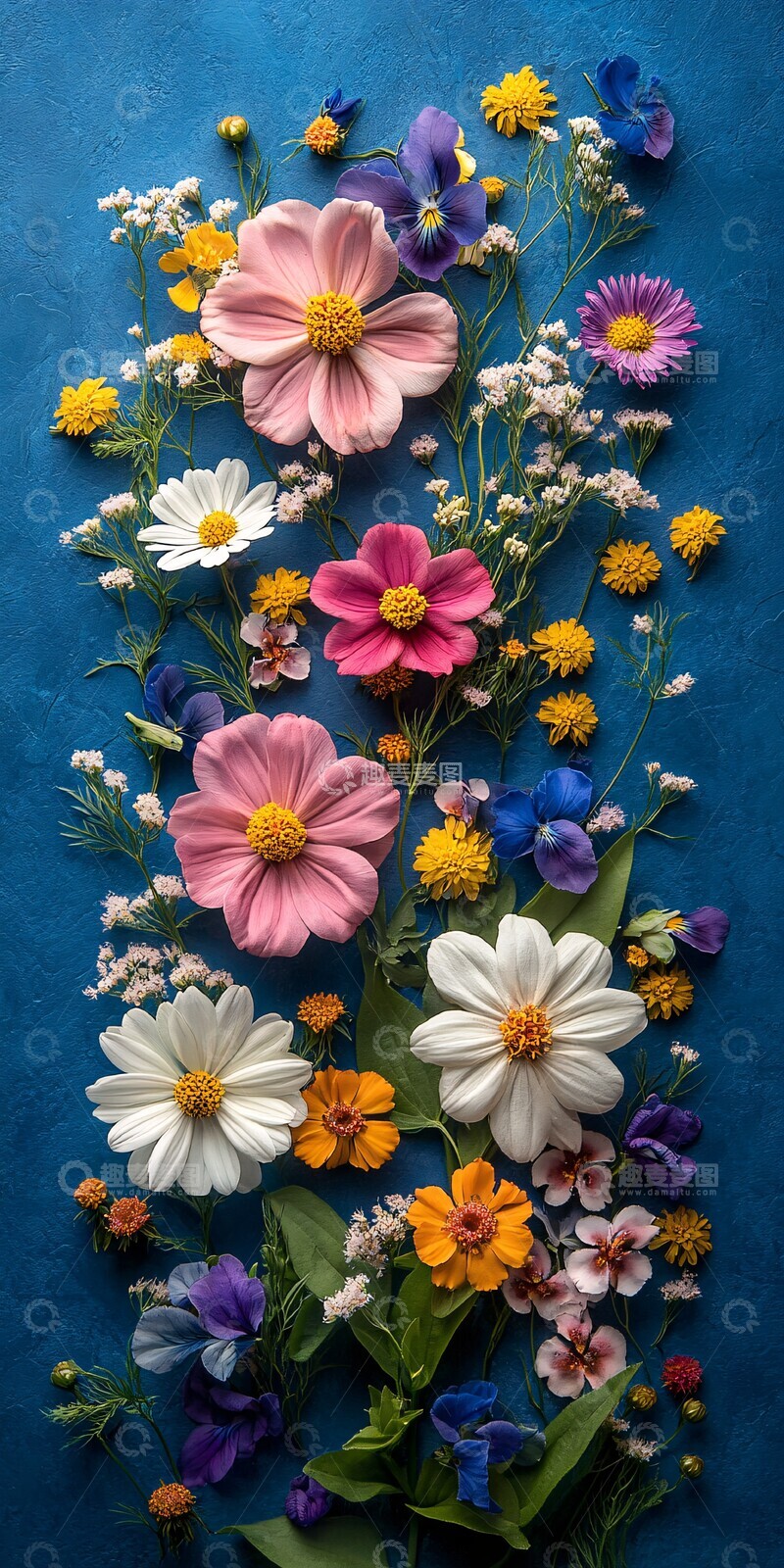 蓝色背景上的野花3