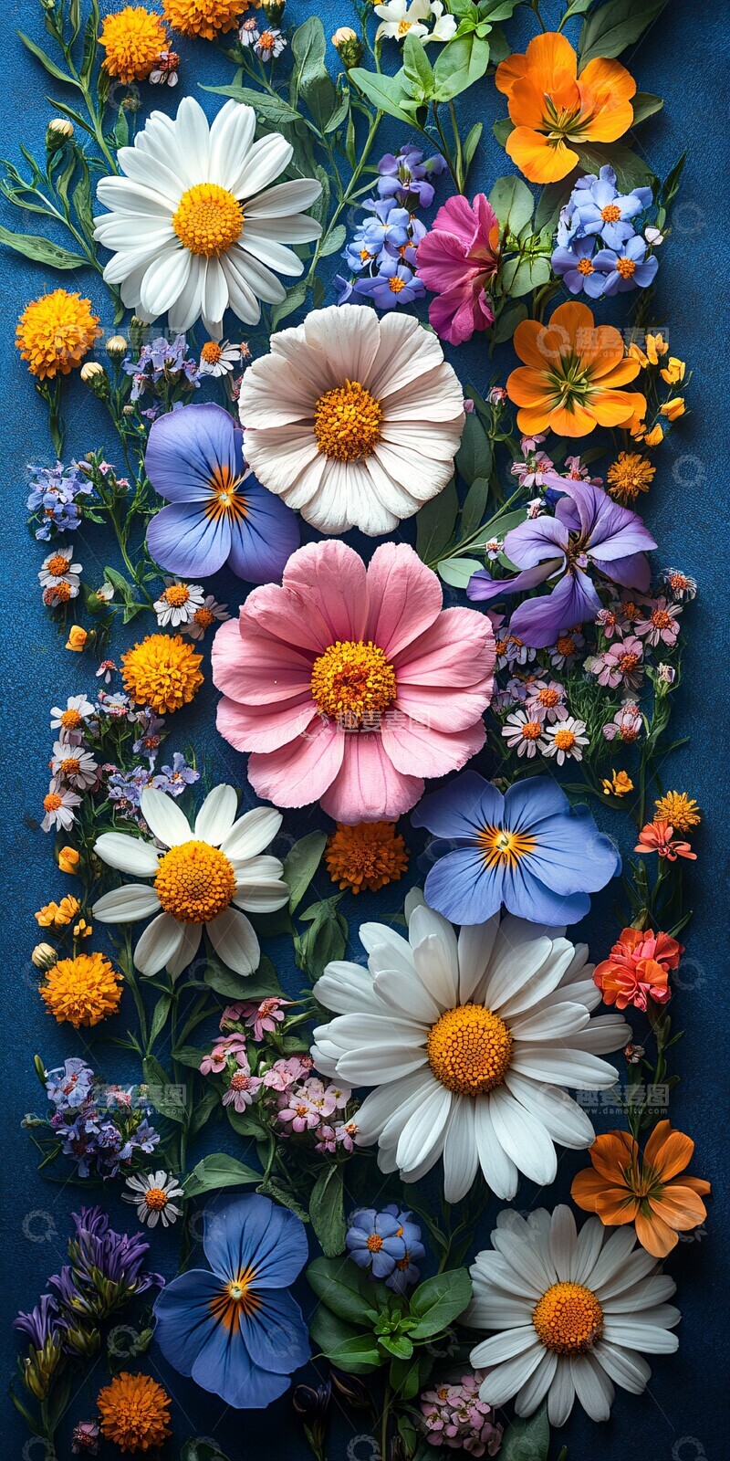 蓝色背景上的野花2