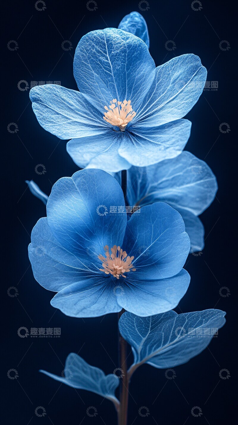 高清大图下载【趣麦麦图】冰蓝花影抽象图像现实3