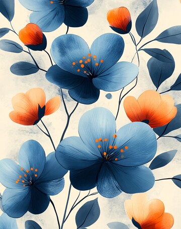 薄荷蓝花朵纹样1