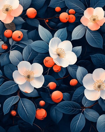 薄荷蓝花朵纹样2