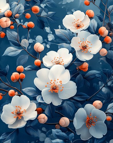 薄荷蓝花朵纹样3