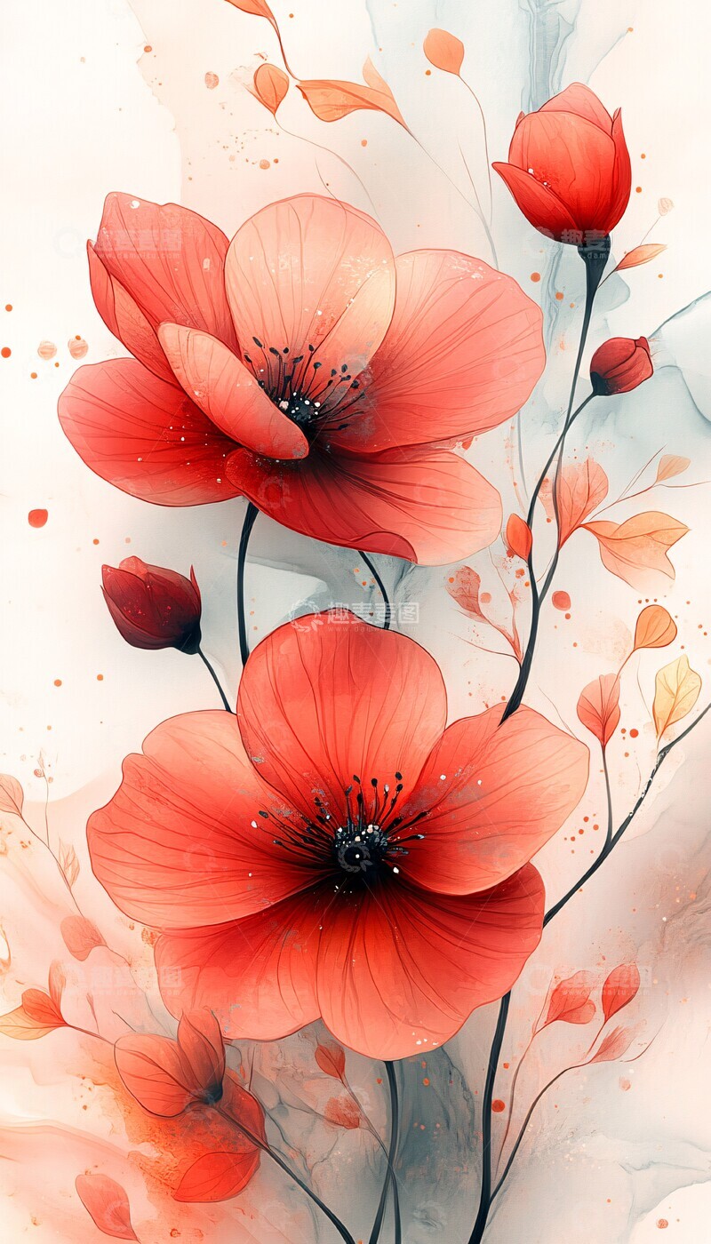 高清大图下载【趣麦麦图】花卉婚礼邀请背景3