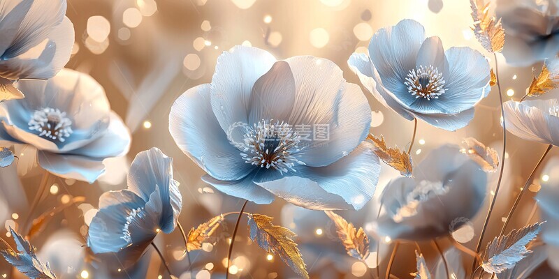 高清大图下载【趣麦麦图】白蓝花叶纹理图2