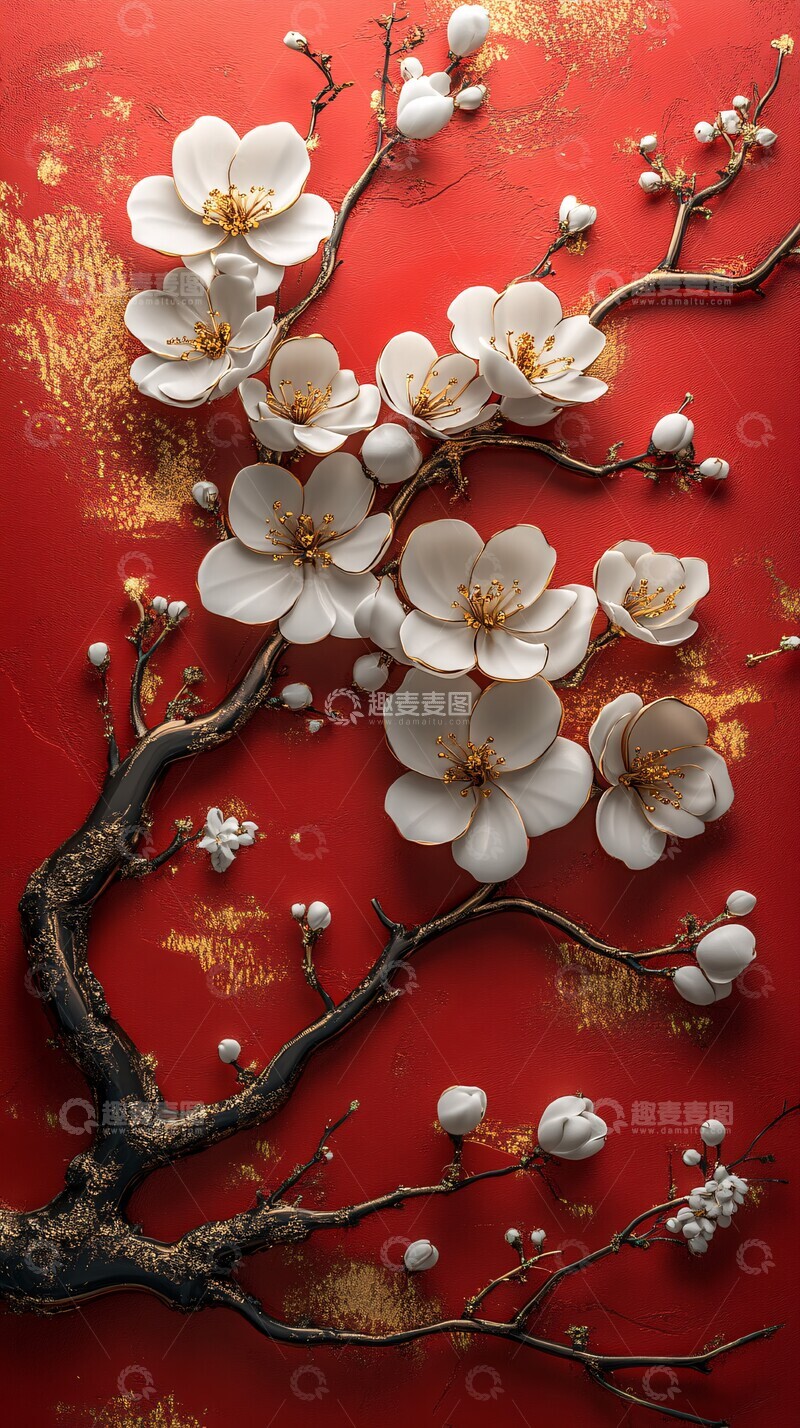 高清大图下载【趣麦麦图】金色元素花朵背景1